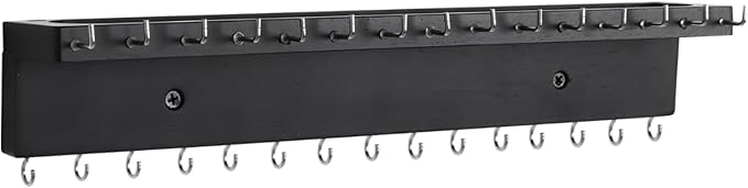 Necklace Holder Organizer Wall Mount,Jewelry Holder Organizer with 30 Hooks,Oak Jewelry Organizer and Storage for Necklaces,Bracelets and Rings (Black)