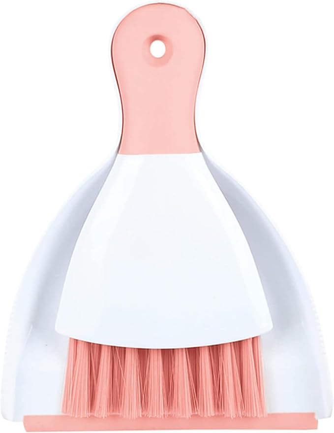 Dust pan Broom Brush Dustpan - Small Broom and Dustpan Set,Mini Broom and Dust pan,Small Dustpan and Brush Set for Home Cleaning, Sofa, Desk, Guinea Pig Cage, Cat Litter etc.（Pink）