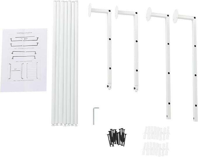 Wall Mounted Scarf Rack, 7-Tier Scarf and Tie Display Rack, White Hijab Hanger, Metal Wrapping Paper Storage Organizer for Accessory Stores, Bedrooms, Bathrooms