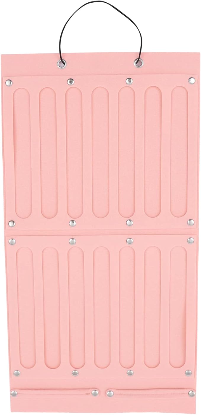 Hair Accessories Organizer, Large Capacity Hair Clip Storage Display Bag with Multiple Slots Wall Hanging Hair Ties Organizer for Girls 13.7" W X 25.8" H Pink