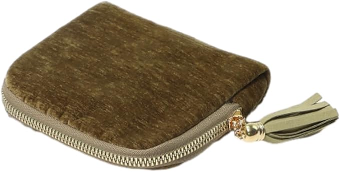 Jewelry Zippered Pocket Case Travel Jewelry Bag Portable Organizer, Dustproof Storage Bag with Tassels and Zipper (Brown)