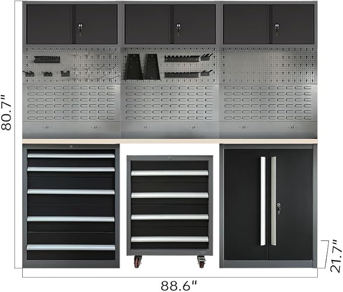 Standalone Workshop Storage Cabinets Set with Rolling Tool Cabinet