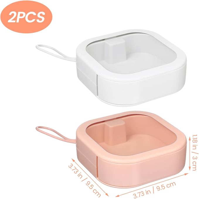 PRETYZOOM Hair Tie Storage Organizer Box with Lid Portable Small Desktop Storage for Headbands Earrings Jewelry and Denture Accessories