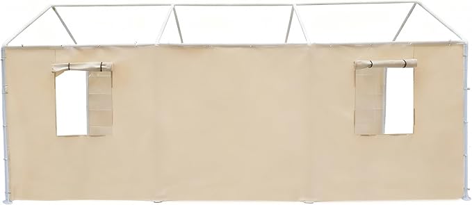 Rutile 10x20 Carport Replacement Sidewall, 180G PE Waterproof & UV Protected Sidewall Cover (Beige, Sidewall Panel with Mesh Windows)