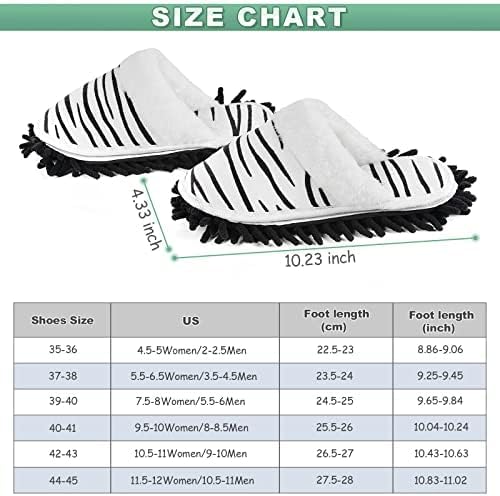 Microfiber Floor Mop Slippers House Dust Cleaning Tool Detachable Washable Shoes for Kitchen House Cleaning (Women 7-10/Men 5-8, Zebra pattern)