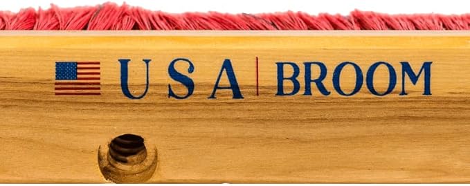 1-Pack - 24" Soft Sweep Indoor Push Broom with 60" Handle. Ideal for Epoxy & Polished Floors. Durable American Made Steel Brackets-Stainless Steel Hardware. No Plastic. 100% USA Made