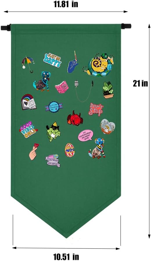 YeeMan Wall Hanging Brooch Jewelry Storage Case Canvas Display Stand Enamel Pin Display Banner Holder Earrings Necklace Glitter Pin Collection Organizer (Green)
