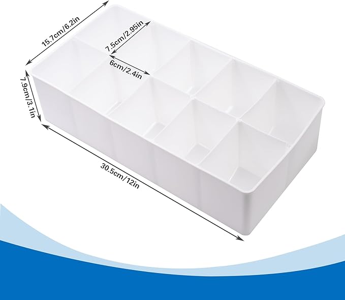 Plastic Belt Organizer, 10 Compartments Drawer Storage, Ties Holder Box with Removable Dividers, Organizers for Socks Bow Ties, for Closet and Drawer