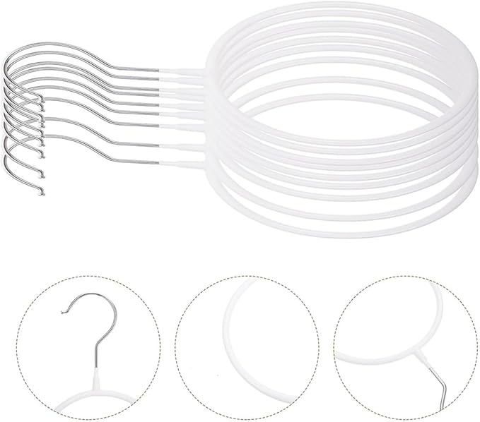 SUPVOX 10pcs White Plastic-Coated Iron Scarf Hangers and Belt Organizer Rack for Closet, Multi-Purpose Tie and Shawl Storage, Household Accessory Organizer for Wardrobe