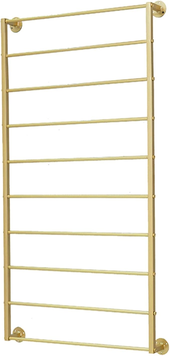 Wall Mounted Scarf Rack, Gold Silk Scarves Hijab Hanger Organizer Metal Racks Wrapping Tissue Paper Ribbon Holder Towels Storage Display for Flower Shop Retail Store (Gold, 10T-23.6×47.2IN)