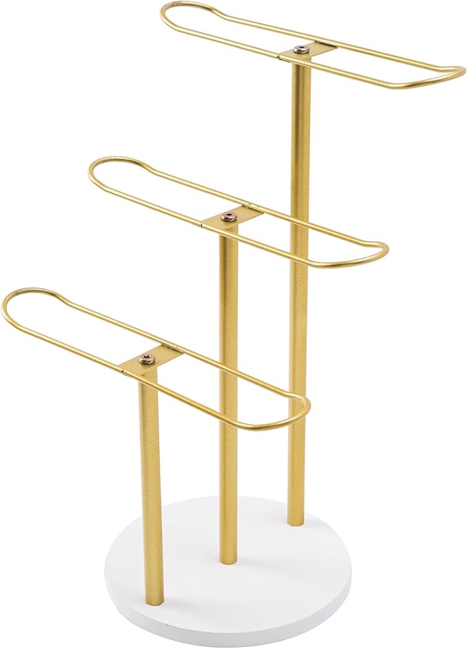 MoyRetty 3-Tier Headband Holder Organizer, Jewelry Metal Hair Hoop Display Stand Headband Organizer Storage Hair Ropes Accessories Bracelets Bangles Bedroom College Dorm Decor-Gold