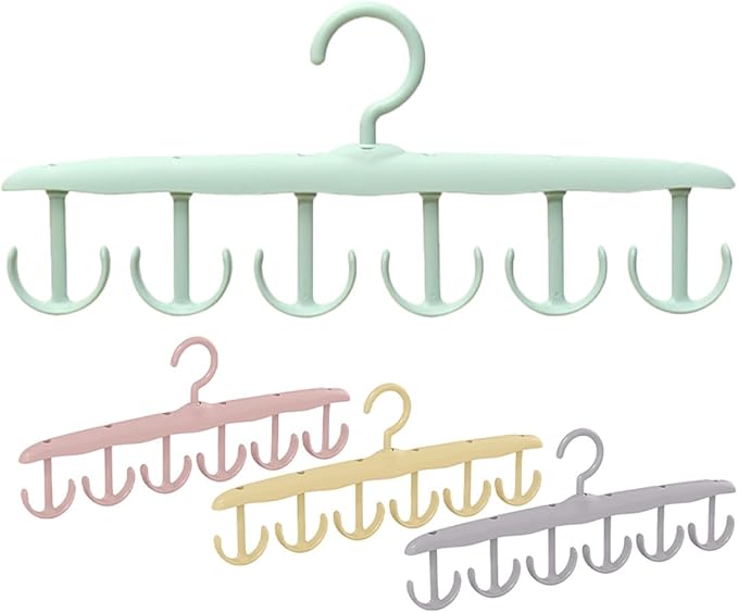 TIDTALEO 4pcs Rotatable 12-Hook Belt and Scarf Organizer Hanger Heavy Duty Closet Rack for Tie, Belt, and Scarf Storage Household Hanging Accessory Organizer