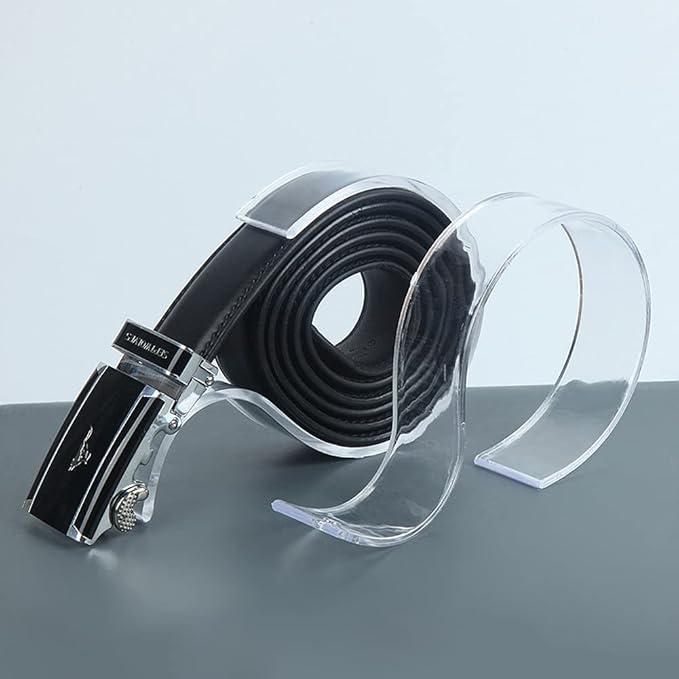 esowemsn 5pcs Clear Acrylic Belt Display Stands, Space Saver, Compact and Tidy Closet, Ideal for Home and Store Use