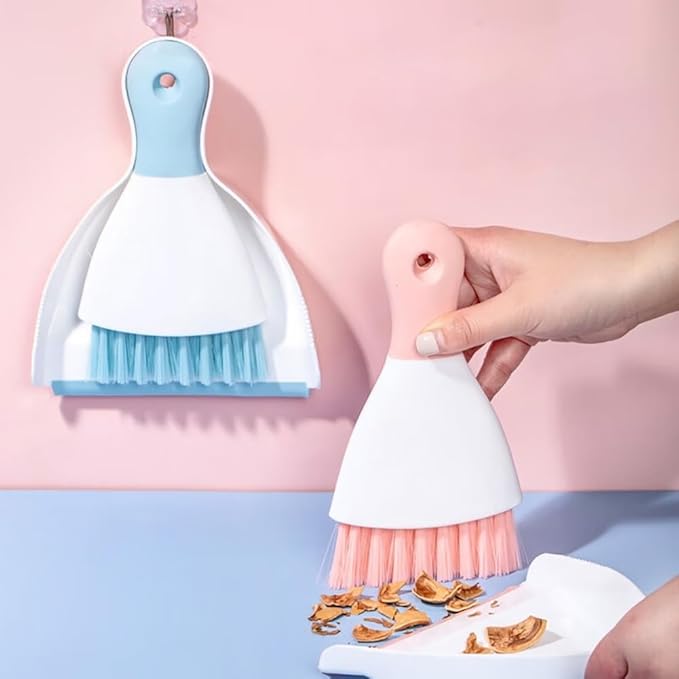 Dust pan Broom Brush Dustpan - Small Broom and Dustpan Set,Mini Broom and Dust pan,Small Dustpan and Brush Set for Home Cleaning, Sofa, Desk, Guinea Pig Cage, Cat Litter etc.（Pink）