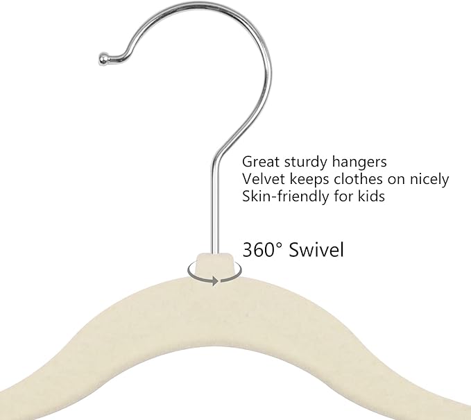 GoodtoU Kids Velvet Hangers Baby Hangers for Closet 20 Pack Non Slip Childrens Infant Hanger Beige