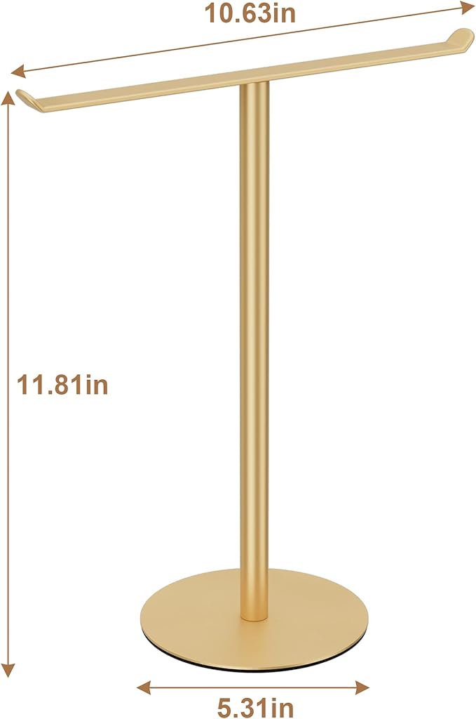 Gold Hand Towel Stand, T-Shape Hand Towel Holder for Bathroom, Display Fingertip Towel Holder Organizer and Bathroom Towel Racks,Kitchen Towel Rack