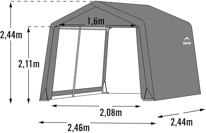 ShelterLogic 8' x 8' x 8' Shed-in-a-Box All Season Steel Metal Peak Roof Outdoor Storage Shed with Waterproof Cover and Heavy Duty Reusable Auger Anchors