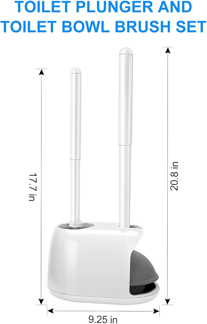 SetSail Toilet Brush and Plunger Set, Toilet Plungers for Bathroom Heavy Duty Toilet Bowl Brush and Holder Hidden Toilet Plunger and Brush Set for Deeply Cleaning - White