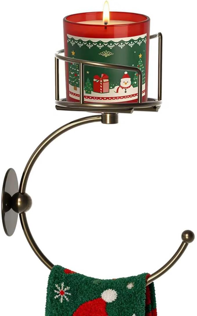 Hand Towel Holder for Bathroom with Vintage Wall Mounted Candle Holder, Rustproof Anti-Corrosion Alloy Unique Bronze Towel Hook, Sturdy Coat Hanger for Vintage Kitchen Bathroom Decor and Accessories