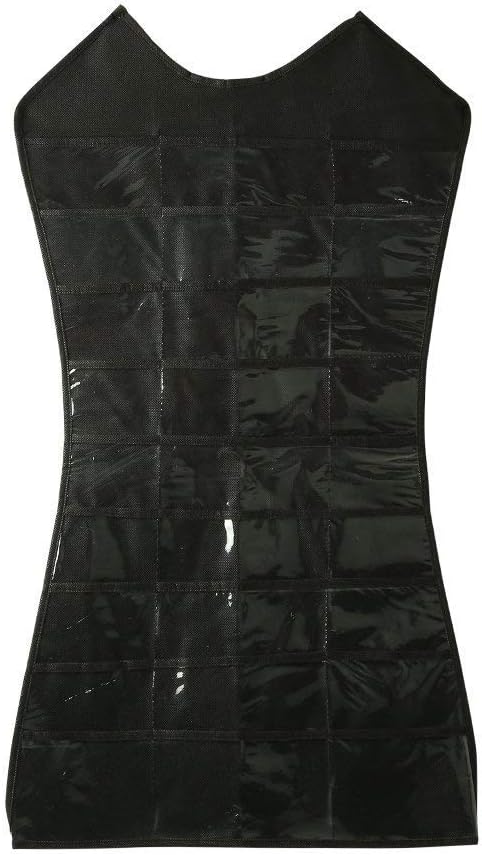 Fabric Double Sided Dress Style Hanging Organizer for Jewellery and Makeup Accessories Organizer for Necklaces, Chains, Earrings, Watch, Pendants & Cosmetics (Black) -Ctktc034754