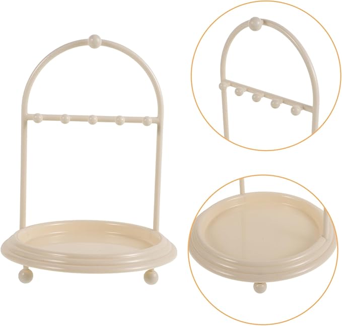SAFIGLE Jewelry Storage Hanger Keeper Small Jewelry Stand Earrings Organizer Necklace Display Bracelet Hanging Ring Display Holders Hair Accessories for Necklace Standing Abs Beige