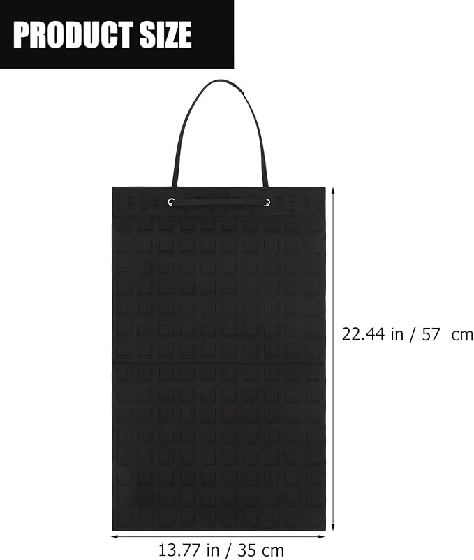 Hanging Jewelry Organizer Bag, Thickened Black Felt Storage Pouch with Multiple Pockets, Jewelry Felt Hanging Display Holder for Earrings Necklaces, Home Closet Accessory Organizer