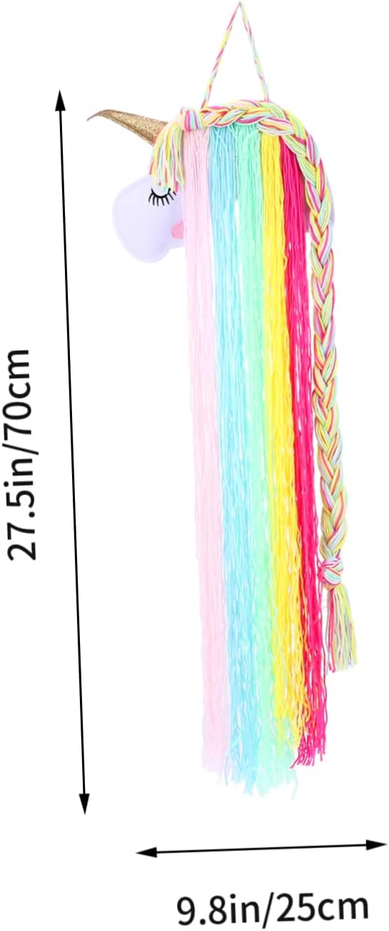 BESTonZON Unicorn Barrette Organizer Hairpin Hair Accessories Organizer Headdress Organizing Holder Hand-woven Pendant Wall Hanging Ornament