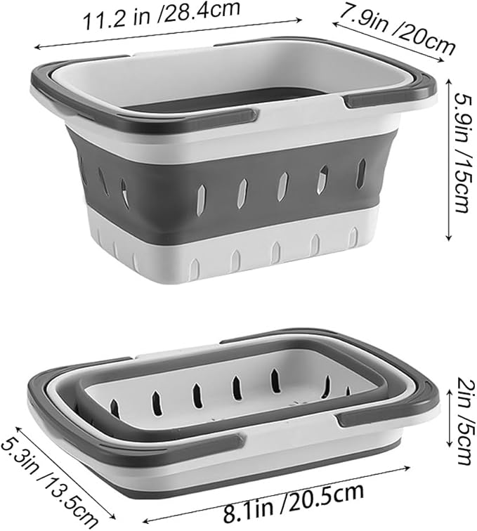 2 Pack Portable Folding Plastic Shower Caddy Basket, Perforated, Travel Bathroom Organizer for Bedroom, Shower, Collage Dorm Room, Camping and RV Use (Blue, 2 pack)