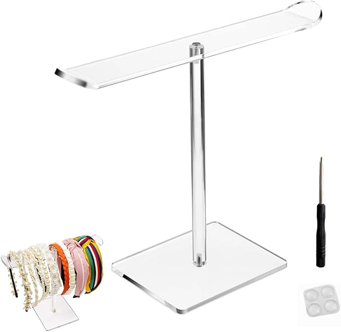 Acrylic Headband Holder Organizer Headband Stand for Women and Girls Compact Hair Accessory Display Holder (Clear)