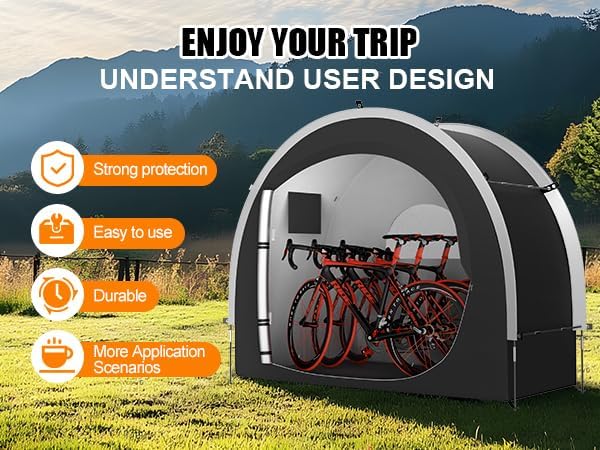 39.4" Larger Storage Shed Tent for Bike Motorcycle ebike eScooter Lawn Mower Outdoor Canopy Shelter Protection with Water Resistant Dustproof Windproof and Sunproof for RV Travel