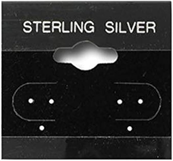 N'icePackaging - 100 Qty Sterling Silver Imprinted in Silver Foil Black 1 1/2" x 1 1/2" Hanging Earring Cards - for Displays Hooks or Slatwalls - Merchandise & Sales - Clip/Wire/Post Earrings