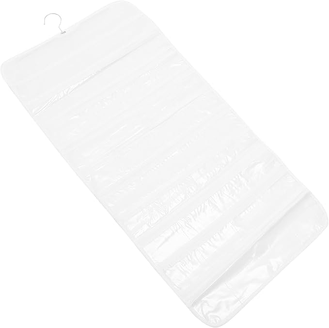 Double-sided Hanging Jewelry Organizer Bag 80 Compartments, White Dustproof Storage Holder for Necklaces, Earrings, Bracelets, Wall-mounted Accessory Organizer for Home