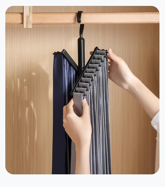 20-Hook Tie and Belt Organizer Rack – Rotating Closet Hanger for Ties, Belts, Scarves – Space-Saving Multi-Functional Closet Storage Rack for Home Use