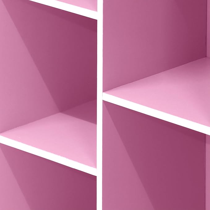Furinno LUDER Book Shelf, 5-Cube Bookshelf, Reversible Bookcase, 9.4 x 19.5 x 31.5, for Living Room, Bedroom, Home Office, White/Pink