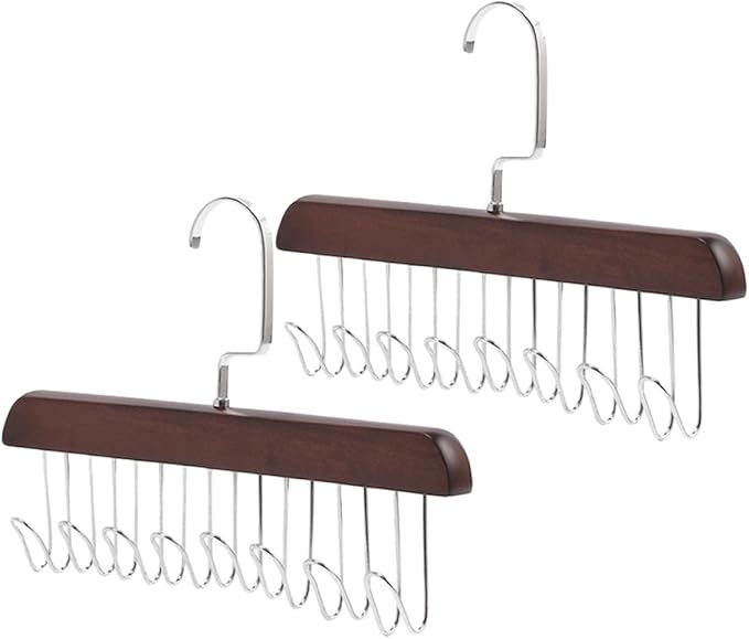 2pcs Vintage 8-Hook Multi-Functional Closet Hangers for Belt and Tie Storage, Scarf and Hat Organizer Rack for Men’s Closet Space Saving Accessory Organizer