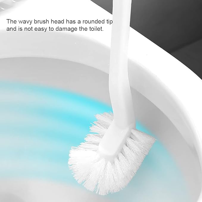 Baffect Curved Toilet Brush Plastic Long Antislip Grip Handle Toilet Cleaning Brushes Strong Decontamination Hanging Portable Toilet Bowl Brush Bathroom Accessories