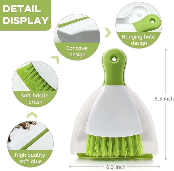 Dust pan Broom Brush Dustpan - Small Broom and Dustpan Set,Mini Broom and Dust pan,Small Dustpan and Brush Set for Home Cleaning, Sofa, Desk, Guinea Pig Cage, Cat Litter etc.（Pink）
