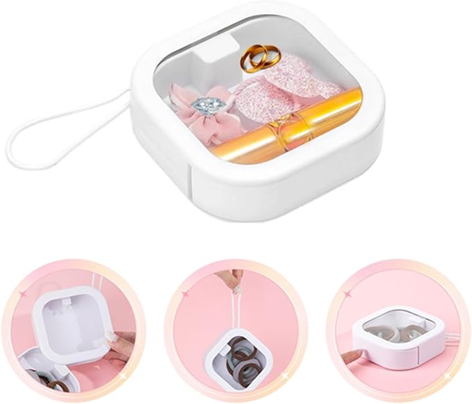 2PCS Hair Tie Organizer Boxes Holder for Bathroom Desktop, Stackable Portable Scrunchies Accessory Tie Bobby Pin Storage Container for Small Items Cotton Swab Jewelry Dispenser (Pink White)
