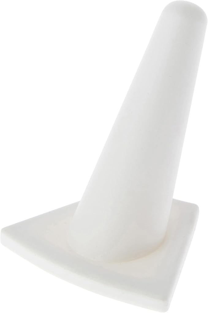 Plymor White Rubber Ring Finger Display, Single on Triangular Base, 2" W x 1.625" D x 2.125" H