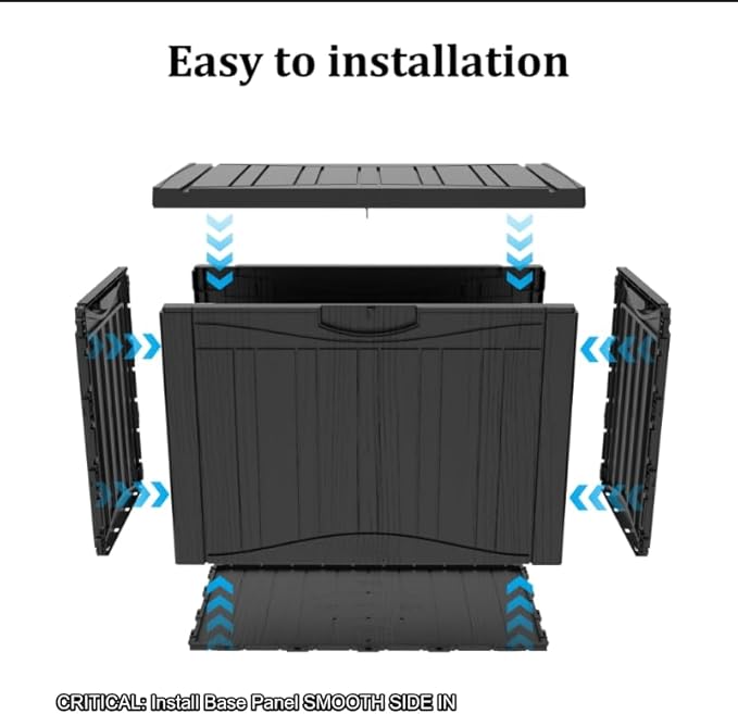 Outdoor Storage Box Small, Lockable 45 Gallon Deck Delivery Box Waterproof, Resin Patio Storage Bin for Pool Accessories Cushion Furniture, Garden Tools, UV-Resistant Outside Black