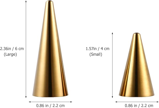 2 Pcs Cone Shape Ring Holder Jewelry Display Rack Large and Small, Sturdy Resin Ring Storage Stand for Home Organizer and Accessory Display