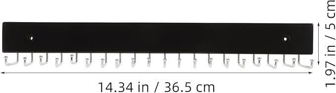 Amosfun Wall Mounted Tie and Belt Rack 14.37 Inch Organizer with Hooks for Scarves Accessories and Belt Storage Space-Saving Multifunctional Hanger for Home Closet