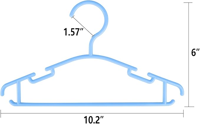 GoodtoU Blue Baby Hangers, 100Pack Kids Hanger for Closet 10.2 Inch Plastic Children Hangers for Boy or Girl's Clothing