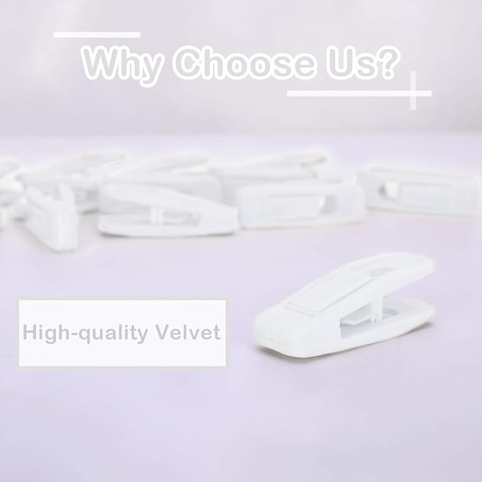 Trgowaul Velvet Hangers Clips, Pants Hangers Velvet Clips, Strong Finger Clips Perfect for Thin Velvet Hangers (20pc, White)