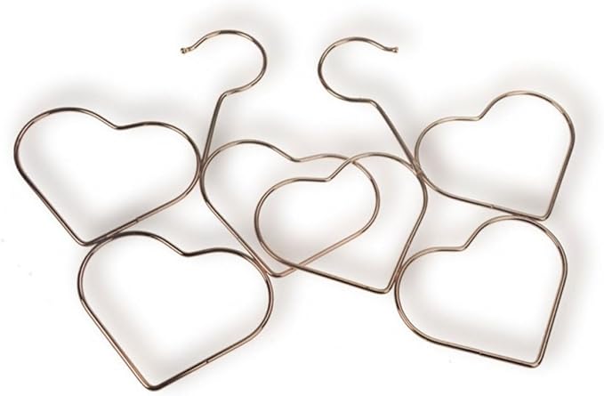 4pcs Rose Gold Heart Shape Scarf Hangers Metal Non-Slip Closet Organizer for Shawls Neckties Space Saving Accessory Storage
