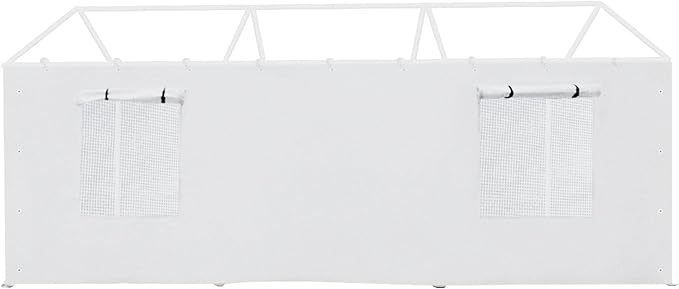 Rutile 10x20 Carport Replacement Sidewall, 180G PE Waterproof & UV Protected Sidewall Cover (White, Sidewall Panel with Mesh Windows)