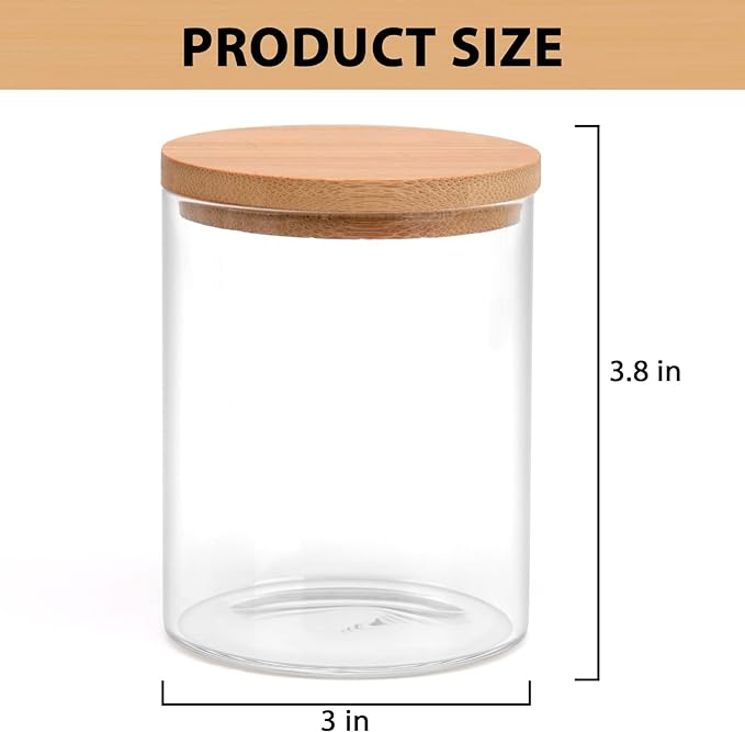3 Pack Glass Qtip Holder Dispenser Set - Apothecary Jars with Lids for Vanity Makeup Organizer - Bathroom Canister Storage Organizer for Cotton Ball,Swab,Round Pads,Floss