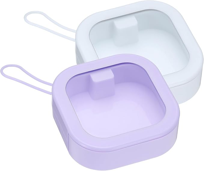 uxcell Hair Tie Organizer Boxes, 2 Pcs Hair Accessories Organizer, Portable Hair Tie Holder Organizer Can, Optimal Travel for Hair Tie, Hair Clip, Hair Supplies, White/Purple
