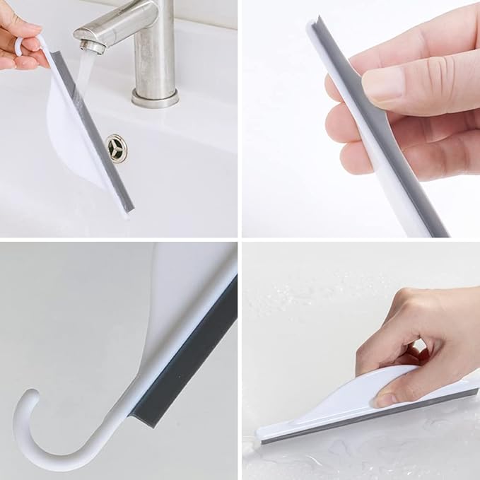 Tiny Bathroom Shower Mirror Squeegee with Hanging Hook, Silicone Mini Kitchen Countertop Squeegee, Water Wiper Scraper Cleaner Tool for Cleaning Sink, Counter, Tiles, Handy Window Glass Water Blade