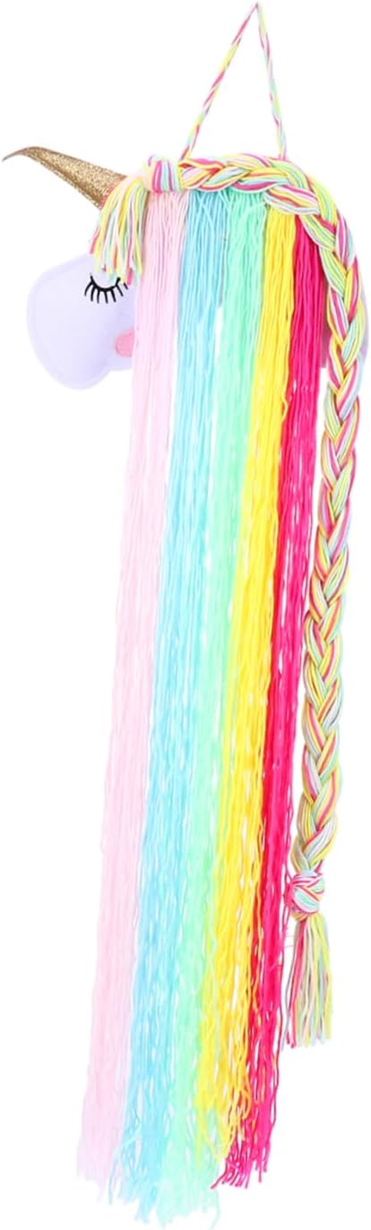 Hemoton Unicorn Hair Clips Organizer Woven Wall Hanging Storage for Hair Bows Clips and Headbands Decorative Fringe Holder for Boy Girl Accessories and Decor
